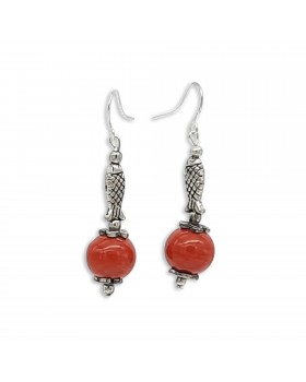 Red Glass Fish Earring